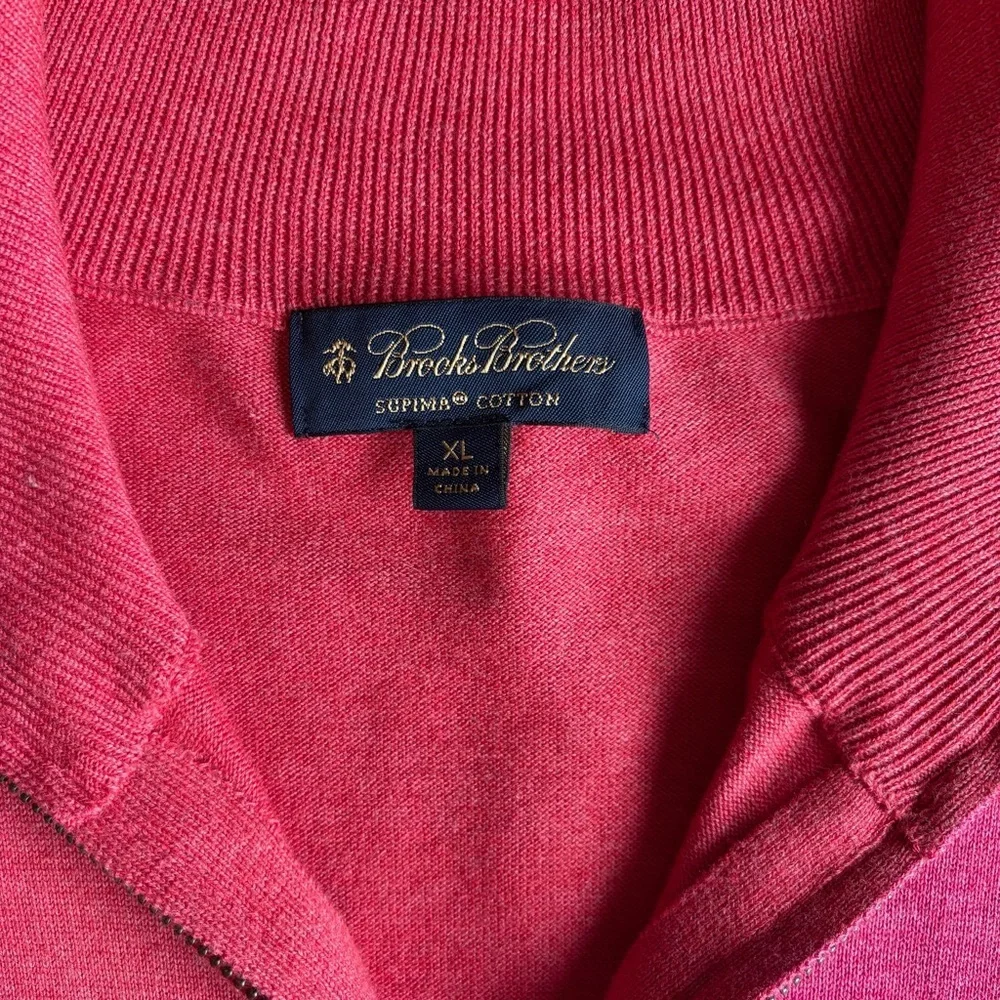 Brooks Brothers Supima Cotton Quarter Zip Sweater XL RED Pullover